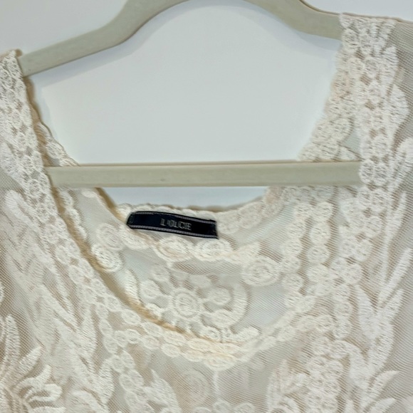 (M) #148 LULCIE cream lace scoop neck top - Picture 4 of 5